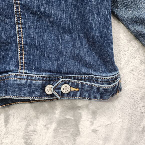 Maurices Jacket Womens 0X Blue Stretch Denim Relaxed Fit Trucker Casual Preppy - Picture 3 of 11